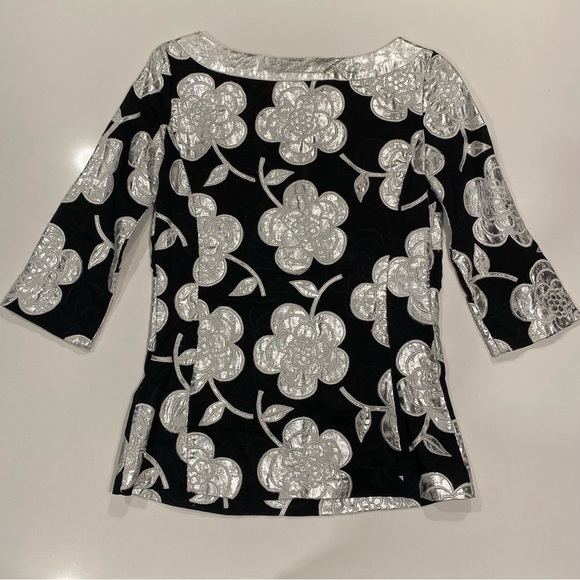 TORY BURCH Tunic, Black & Metallic Silver, Small - Picture 3 of 7